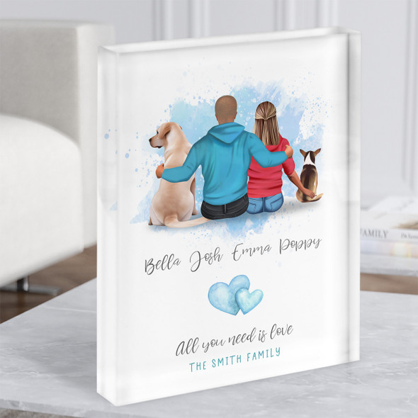 Family Name Dog Romantic Gift For Him or Her Personalised Couple Acrylic Block