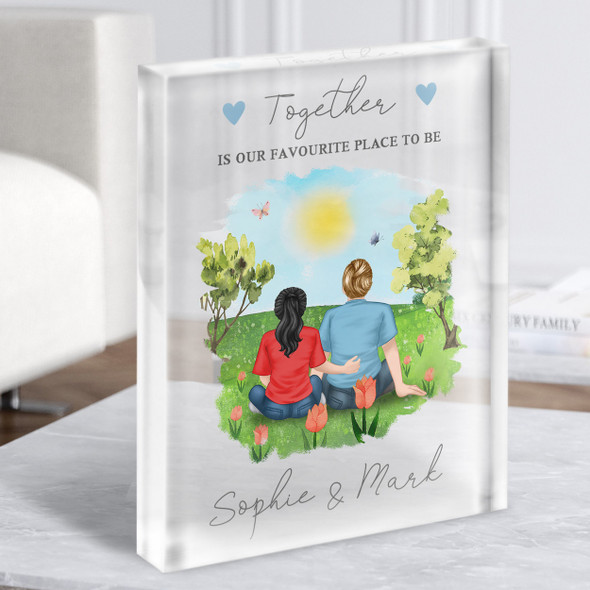 Favourite Place To Be Gift For Him Her Personalised Couple Clear Acrylic Block