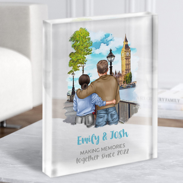 London Big Ben Gift For Him or Her Personalised Couple Clear Acrylic Block