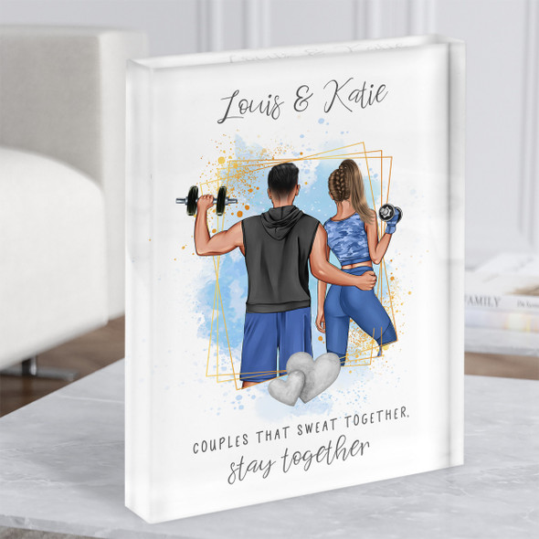 Sweat Together Romantic Gift For Him or Her Personalised Couple Acrylic Block