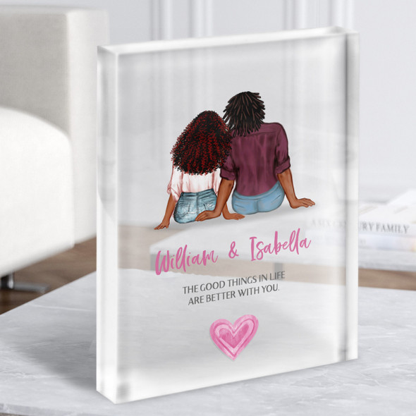 Better With You Gift For Him or Her Personalised Couple Clear Acrylic Block