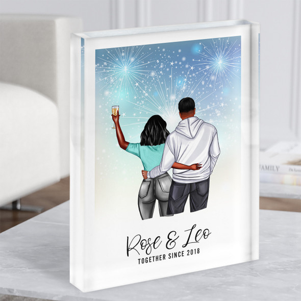 Starry Fireworks Romantic Gift For Him or Her Personalised Couple Acrylic Block