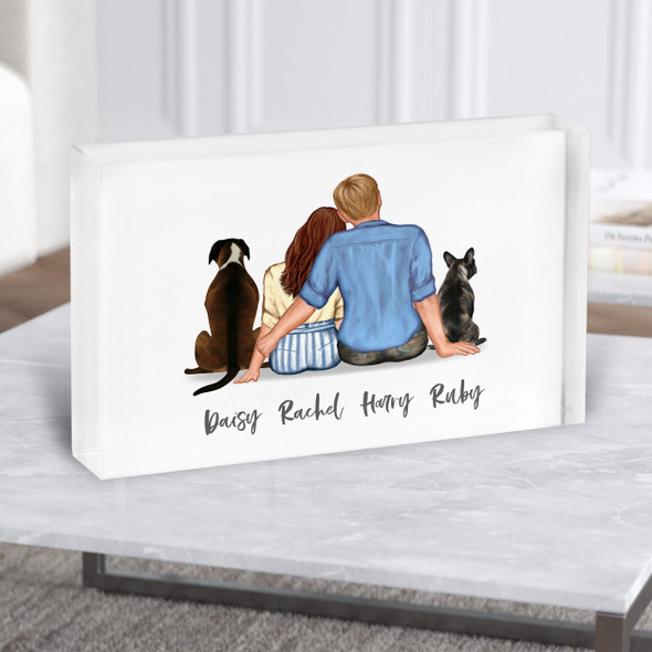 2 Dogs Family Romantic Gift For Him or Her Personalised Couple Acrylic Block