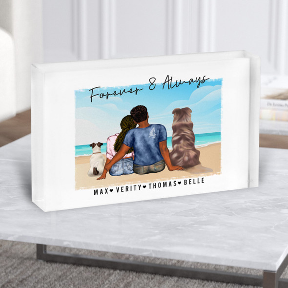 Beach Dog Cuddle Romantic Gift For Him or Her Personalised Couple Acrylic Block