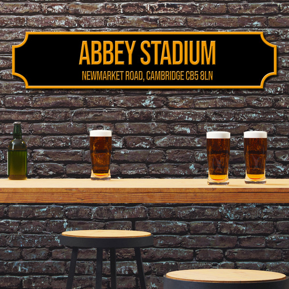 Cambridge United Abbey Stadium Black & Yellow Any Text Football Club 3D Train Street Sign
