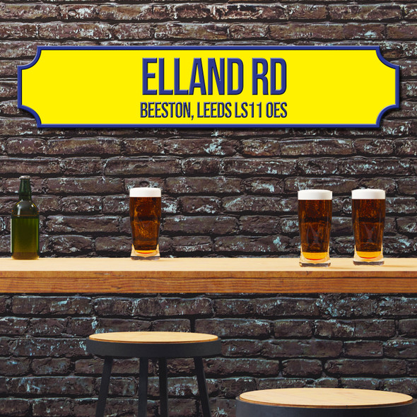 Leeds United Elland Rd Yellow & Blue Stadium Any Text Football Club 3D Train Street Sign