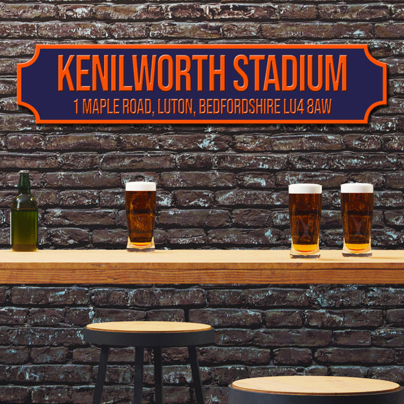 Luton Town Kenilworth Stadium Blue & Orange Any Text Football Club 3D Train Street Sign