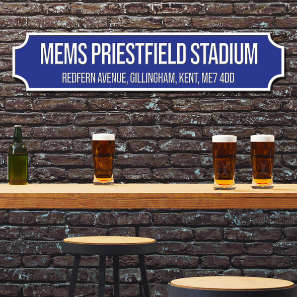 Gillingham Mems Priestfield Stadium Blue & White Any Text Football Club 3D Train Street Sign