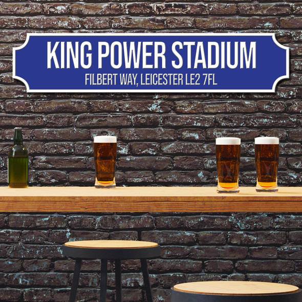 Leicester City King Power Stadium Blue & White Any Text Football Club 3D Train Street Sign