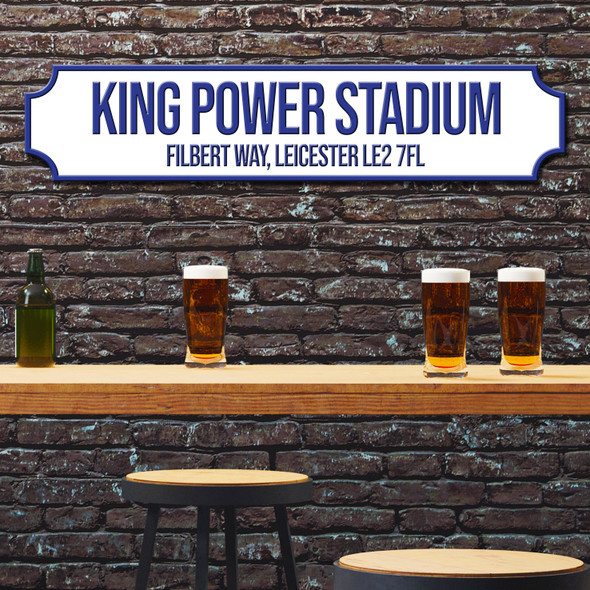 Leicester City King Power Stadium White & Blue Any Text Football Club 3D Train Street Sign