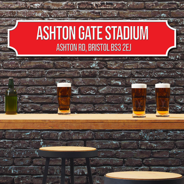 Bristol City Ashton Gate Stadium Red & White Any Text Football Club 3D Train Street Sign