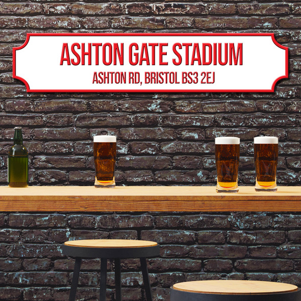 Bristol City Ashton Gate Stadium White & Red Any Text Football Club 3D Train Street Sign