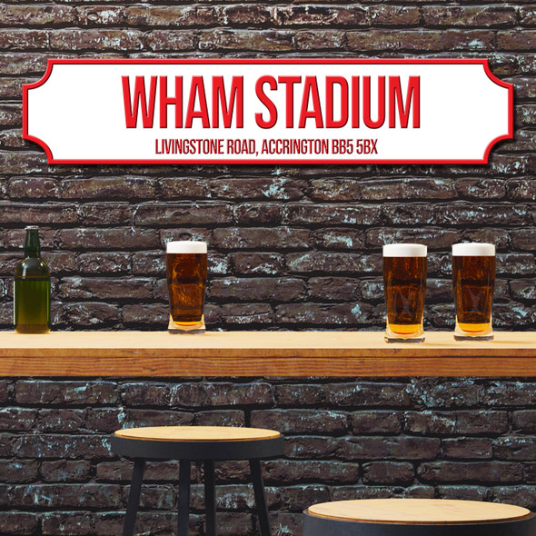 Accrington Stanley Wham Stadium White & Red Any Text Football Club 3D Train Street Sign
