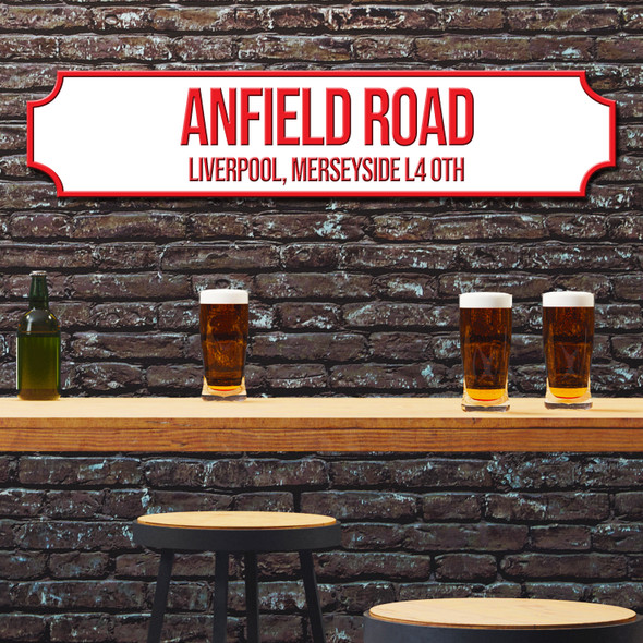 Liverpool Anfield Road White & Red Stadium Any Text Football Club 3D Train Street Sign
