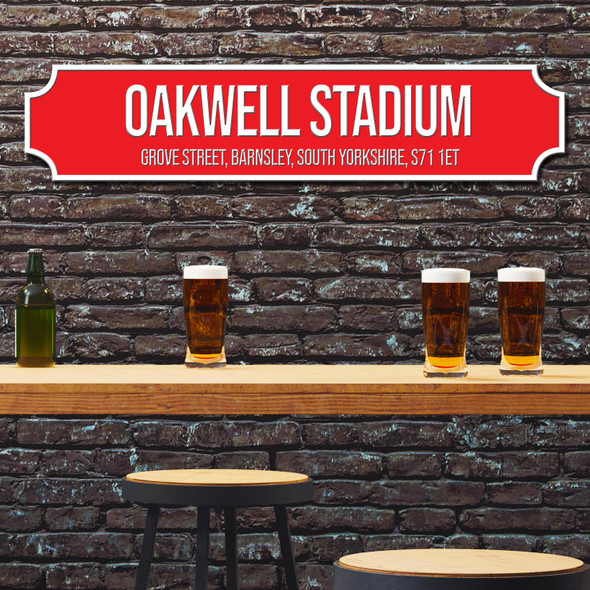 Barnsley Oakwell Stadium Red & White Any Text Football Club 3D Train Street Sign