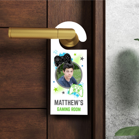 Personalized Gaming Room Controller Photo Personalised Kids Bedroom Door Hanger