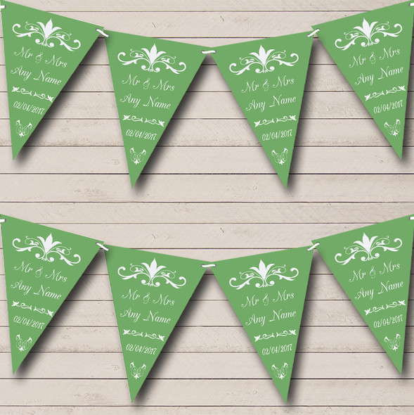 Regal Sage Green Custom Personalised Wedding Venue or Reception Flag Banner Bunting