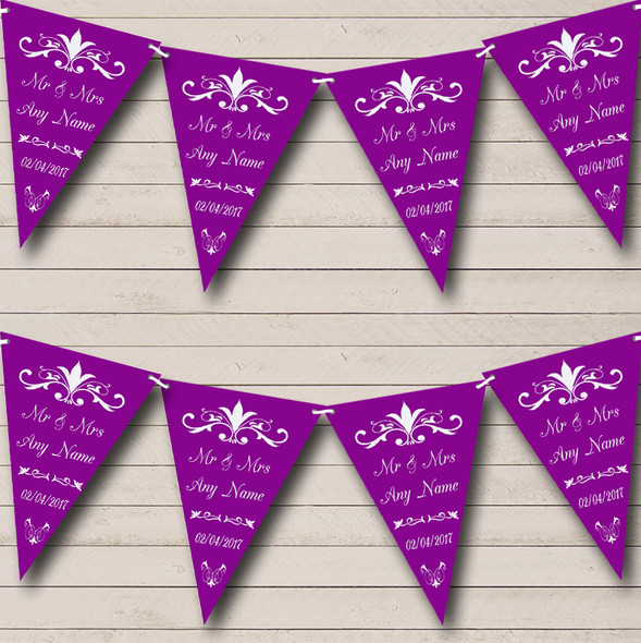 Regal Plum Purple Custom Personalised Wedding Venue or Reception Flag Banner Bunting