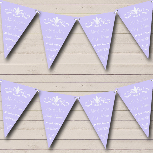 Regal Lavender Custom Personalised Wedding Venue or Reception Flag Banner Bunting