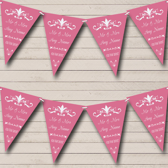 Regal Dusky Rose Custom Personalised Wedding Venue or Reception Flag Banner Bunting