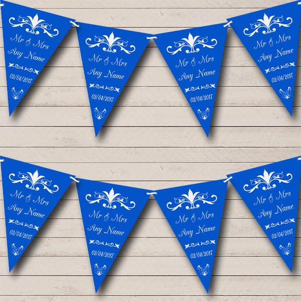 Regal Cobalt Blue Custom Personalised Wedding Venue or Reception Flag Banner Bunting