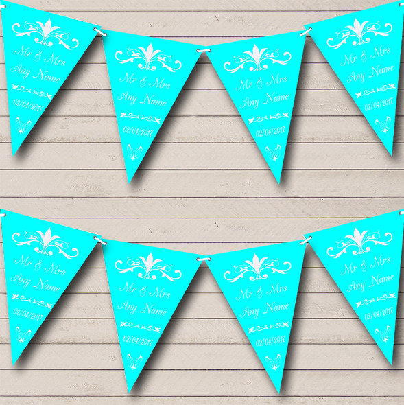 Regal Aqua Custom Personalised Wedding Venue or Reception Flag Banner Bunting