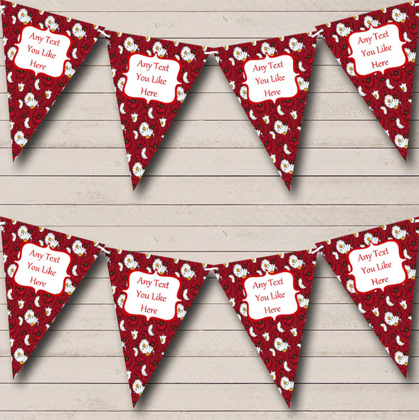 Red Poppy And Daisy Custom Personalised Wedding Venue or Reception Flag Banner Bunting