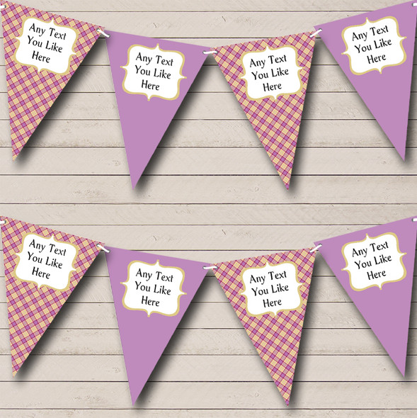 Purple And Gold Tartan Flag Banner Bunting Custom Personalised Wedding Venue or Reception Flag Banner Bunting
