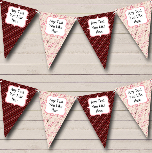 Pinks Stripy Shabby Chic Custom Personalised Wedding Venue or Reception Flag Banner Bunting