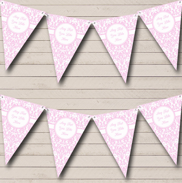 Light Pink Vintage Damask Custom Personalised Wedding Venue or Reception Flag Banner Bunting