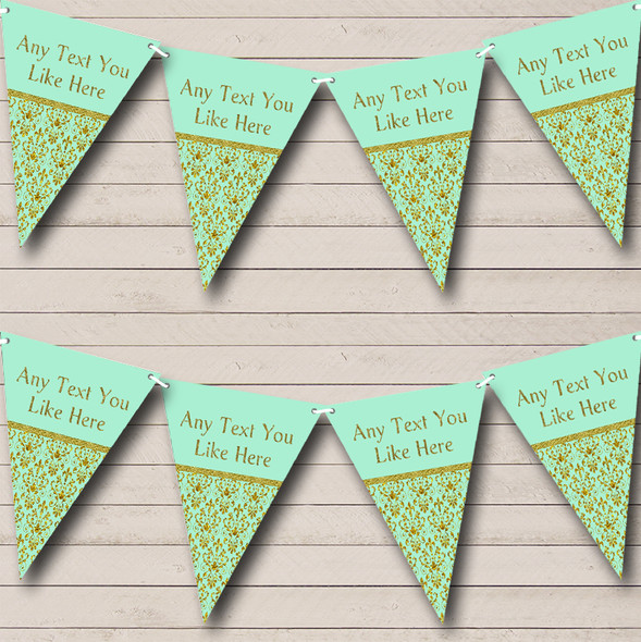 Elegant Mint Green And Gold Custom Personalised Wedding Venue or Reception Flag Banner Bunting