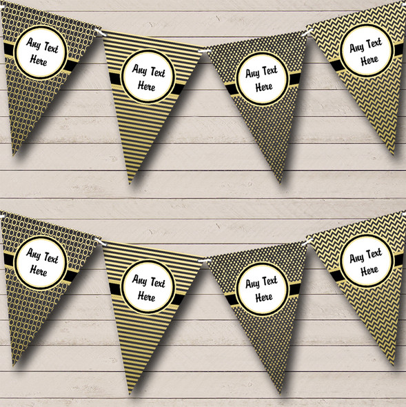 Elegant Black And Gold Custom Personalised Wedding Venue or Reception Flag Banner Bunting