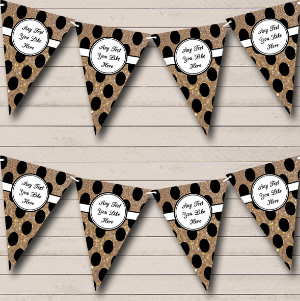 Copper Glitter Gold Large Spots Custom Personalised Wedding Venue or Reception Flag Banner Bunting