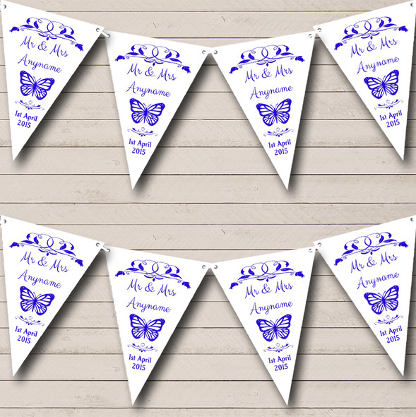 Butterfly  Blue Custom Personalised Wedding Venue or Reception Flag Banner Bunting