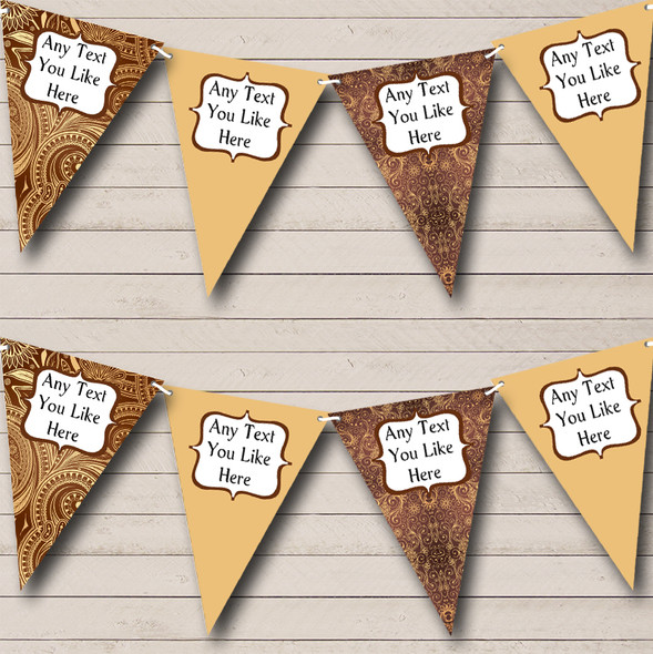 Brown And Gold Patterned Custom Personalised Wedding Venue or Reception Flag Banner Bunting