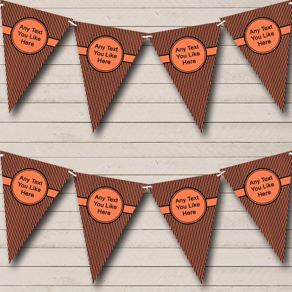 Bright Coral And Black Stripes Custom Personalised Wedding Venue or Reception Flag Banner Bunting
