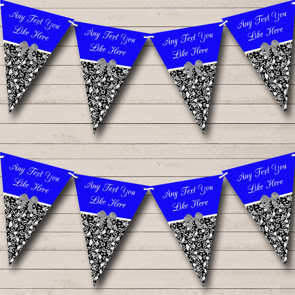 Blue Damask Shabby Chic Vintage Custom Personalised Wedding Venue or Reception Flag Banner Bunting