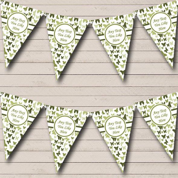 Beautiful Olive Green Butterfly Custom Personalised Wedding Venue or Reception Flag Banner Bunting