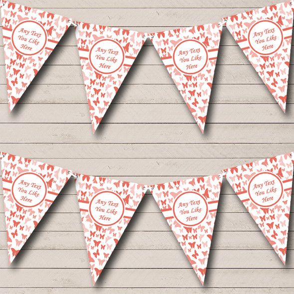 Beautiful Coral Butterfly Custom Personalised Wedding Venue or Reception Flag Banner Bunting