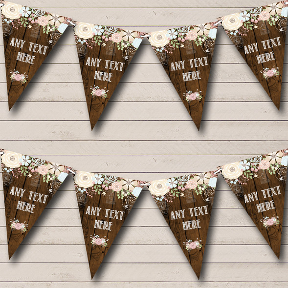 Rustic Wood Floral Custom Personalised Christening Flag Banner Bunting