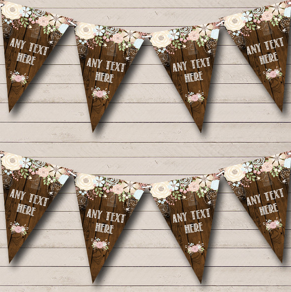 Rustic Wood Floral Custom Personalised Engagement Party Flag Banner Bunting