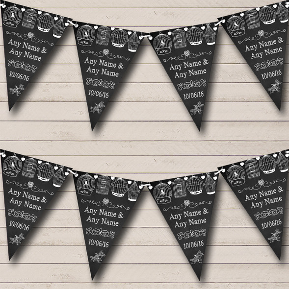 Chalk Shabby Chic Birdcage Custom Personalised Engagement Party Flag Banner Bunting