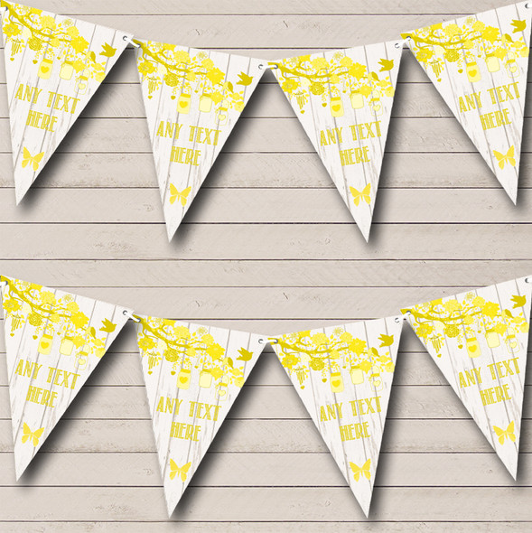 Shabby Chic Vintage Wood Yellow Custom Personalised Tea Party Flag Banner Bunting