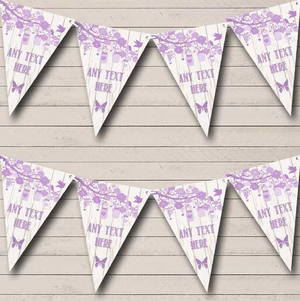 Shabby Chic Vintage Wood Lilac Custom Personalised Tea Party Flag Banner Bunting