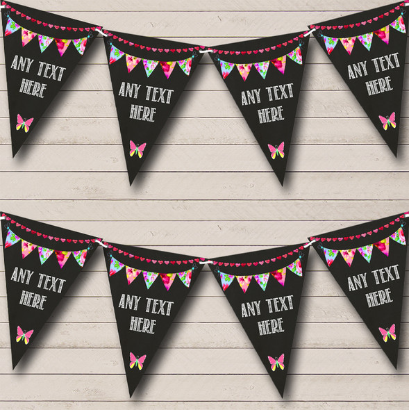 Bright Chalk Style Custom Personalised Tea Party Flag Banner Bunting