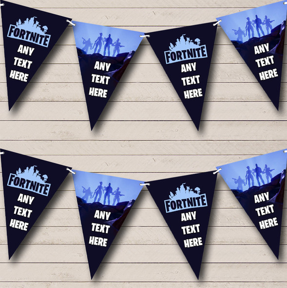 Fortnite Game Blue Custom Personalised Birthday Party Flag Banner Bunting Garland Flags