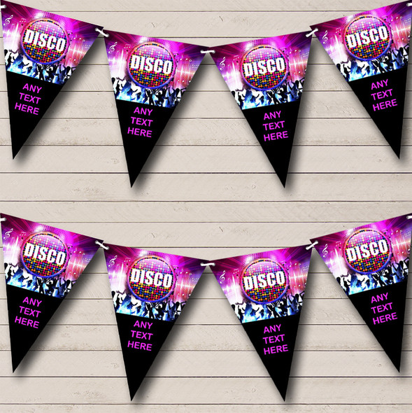 60's 70's 80's Disco Purple Custom Personalised Birthday Party Flag Banner Bunting