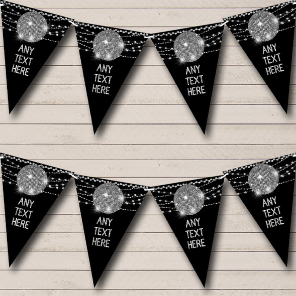 60's 70's 80's Disco Silver Ball Custom Personalised Birthday Party Flag Banner Bunting