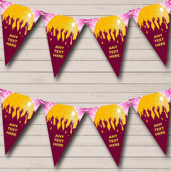 70's 80's Disco Dance DJ Pink Custom Personalised Birthday Party Flag Banner Bunting