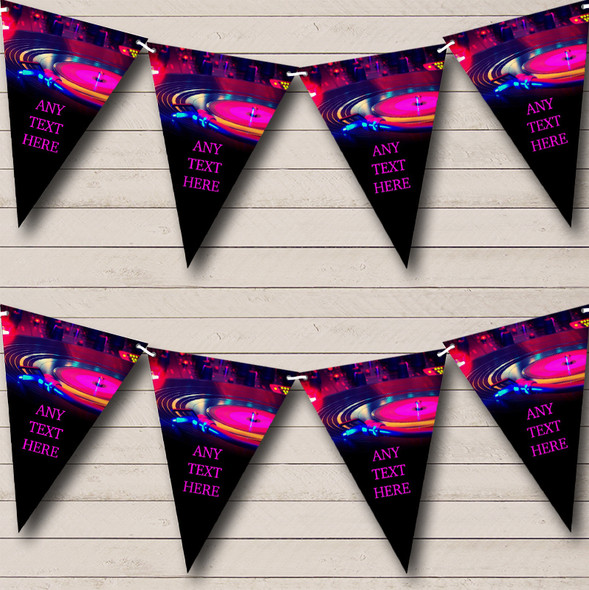 70's 80's Disco Dance DJ Record Custom Personalised Birthday Party Flag Banner Bunting